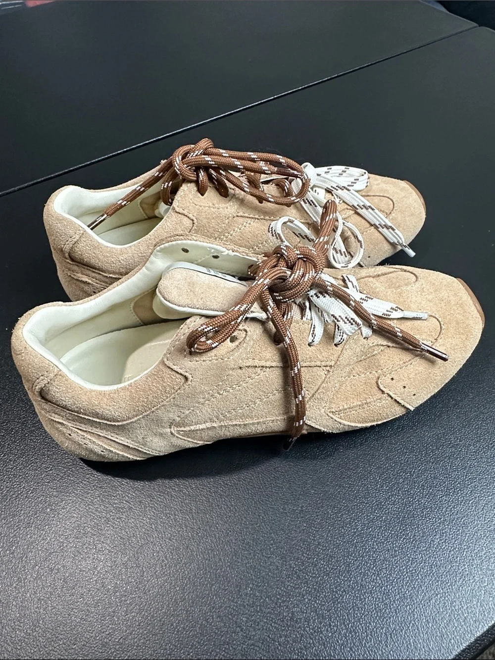 Steve Madden Suede Casual Sneakers in Tan with Dual Laces size 6.5